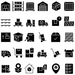 Warehouse icon vector set. storage illustration sign collection. store symbol. storehouse logo. depot web icons.