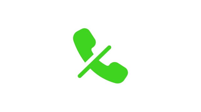 No Call Silent Do Not Disturb Call Not allowed Video Animation in Green Icone