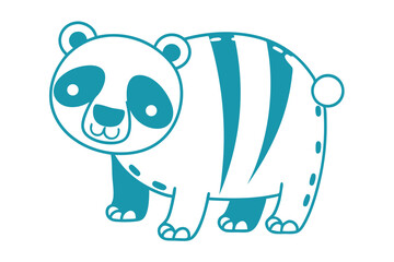 Whimsical panda with unique line art showcases its cute and quirky style
