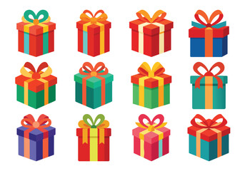 Colorful Gift Boxes Vector Illustration for Christmas Birthday and Special Occasions