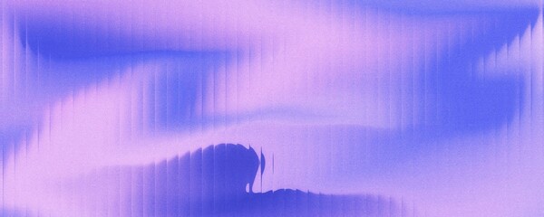 Abstract background of soft purple waves sparkling with streaks effect in the dark. Refraction of wavy striped glass.