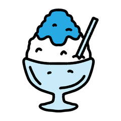 シンプルな手描き風のかき氷　ブルーハワイ味（Affinity Designer版）
