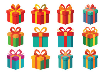 Colorful Gift Boxes Collection for Celebrations and Special Occasions Vector Art