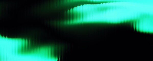 Abstract background of shiny candy green waves with dark stripes effect. Wavy striped glass refraction.