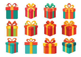 Colorful Gift Boxes Collection for Christmas Birthday and Holiday Celebrations
