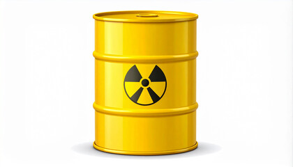 A detailed illustration of a yellow barrel with a radiation symbol, indicating hazardous materials.