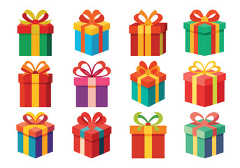Colorful Gift Boxes Collection for Celebrations Holidays Birthdays and Special Occasions
