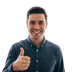 Fototapeta premium Man giving a thumbs up gesture isolated on transparent background