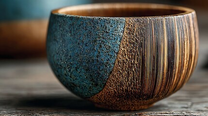 Bamboo cup natural polished surface close high resolution picture