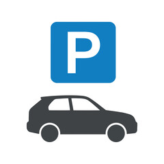 Car parking sign vector illustration blue p symbol automotive transport icon street guidance graphic