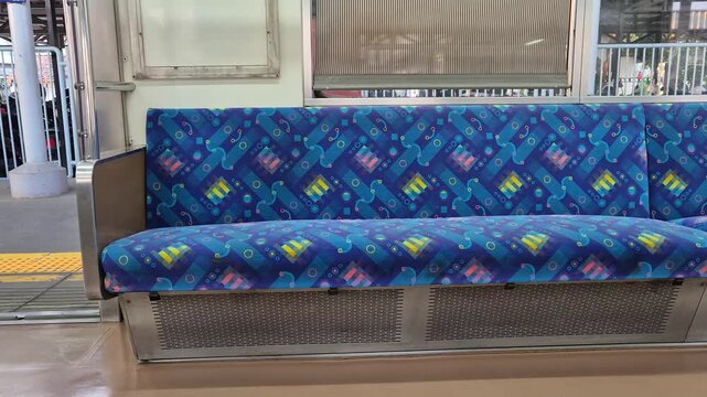 interior of the train, blue seats