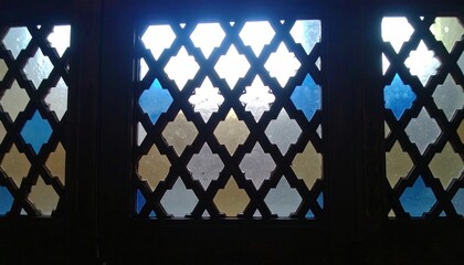 Intricate wooden lattice window design