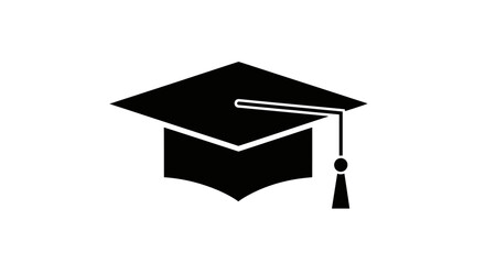 Academic graduation cap icon with tassel. Mortarboard hat symbol for student achievement, university, and college commencement.