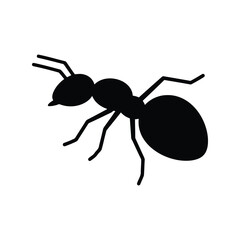 Black ant silhouette vector illustration insect icon small creature graphic isolated eps