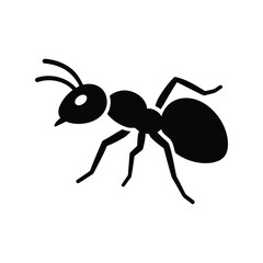 Black ant silhouette vector illustration insect icon small creature graphic isolated eps