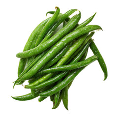 Bunch of green beans are piled on top of each other