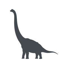 Brontosaurus silhouette vector illustration long neck dinosaur prehistoric reptile ancient creature isolated graphic