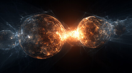 Glowing crystal tectonic plates collide, sending fractal shockwaves in slow motion.