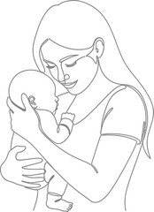 Fototapeta premium Tender mother's embrace holding precious baby close, serene love captured