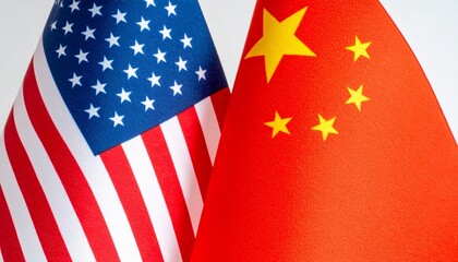 Obraz premium USA and China Flags A Symbol of International Relations and Geopolitical Dynamics