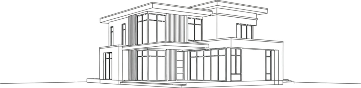 Modern architectural home design blueprint, elegant construction lines