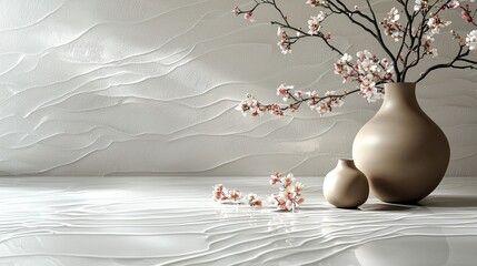 Elegant Floral Arrangement with Minimalist Decor on Neutral Background