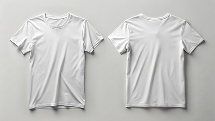 Front and back view of a plain white tshirt isolated on white background