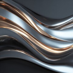 Obraz premium Fluid Metallic Waves: Abstract Silver and Gold