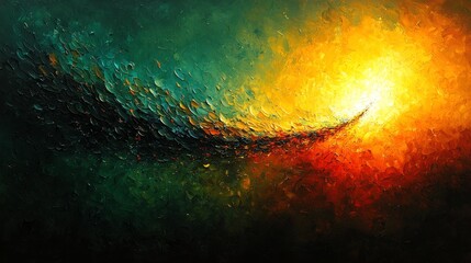 Vibrant Abstract Landscape with Colorful Swirls and Light Rays
