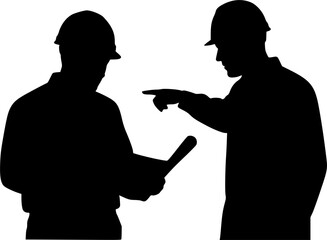engineer and foreman working silhouettes - vector
