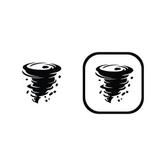Tornado icon and illustration swirling wind storm natural disaster symbol weather element black and white graphic