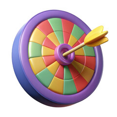 Obraz premium 3d dartboard with arrow hit isolated on transparent background