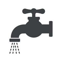 Water faucet icon vector illustration flowing tap graphic plumbing fixture symbol
