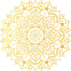 Elegant Golden Mandala Frame Design on White Background

