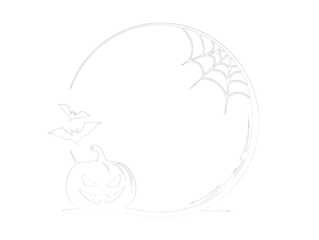 Halloween pumpkin bats and spiderweb circular frame isolated on a transparent background jack o lantern