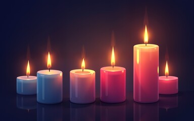 Simple Transgender Day of Remembrance Banner with burning candles using trans pride colors on dark background, celebrated on November. Vector Illustration. EPS 10. High quality