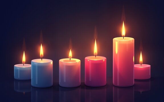 Simple Transgender Day of Remembrance Banner with burning candles using trans pride colors on dark background, celebrated on November. Vector Illustration. EPS 10. High quality