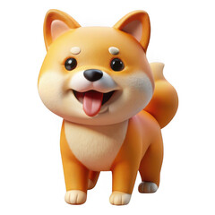 3d adorable shiba inu dog toy isolated on transparent background
