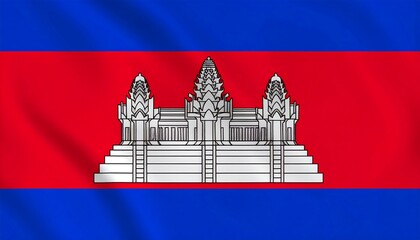 Detailed vector illustration of the national flag of cambodia in motion