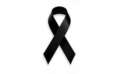 Stock vector illustration black awareness ribbon on white background. Mourning and melanoma symbol. Terrorism. Mourning ribbon, death. EPS 10. High quality