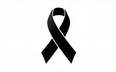 Stock vector illustration black awareness ribbon on white background. Mourning and melanoma symbol. Terrorism. Mourning ribbon, death. EPS 10. High quality