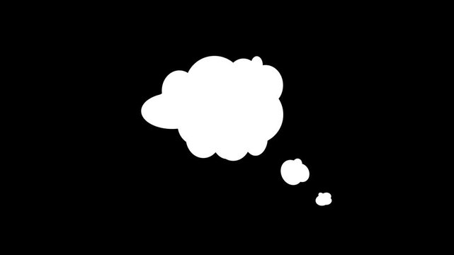 Cartoon balloon cloud animation thinking bubble popping on transparent background. alpha channel