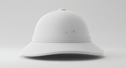 Fototapeta premium A plain white pith helmet on a white background