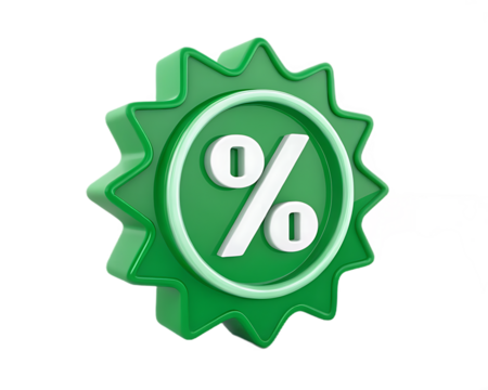 Green Percentage Sign on Black Background for Discount Promotions and Marketing Campaigns Offers and Sale Events with Special Prices