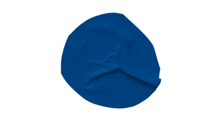 Blue circle masking tape sticker with crumpled edges, separate crumpled round paper on transparent background.