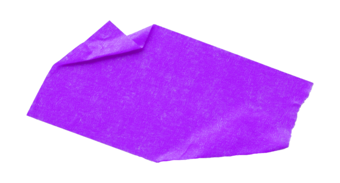 Separate purple torn paper tape on transparent background
