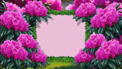 Floral Frame with Rhododendrons and Copy Space, Perfect for Springtime Greetings