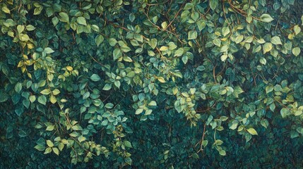 Lush Green Ivy Canopy, Botanical Abundance and Overgrowth in a Natural Setting, Creating a Dense and Vibrant Foliage