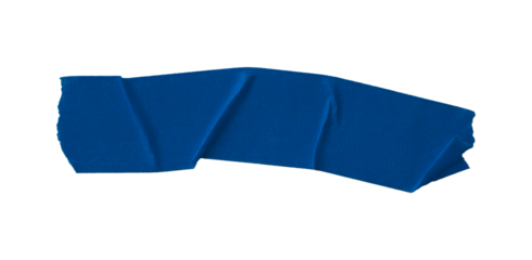 Isolated blue torn paper tape on transparent background
