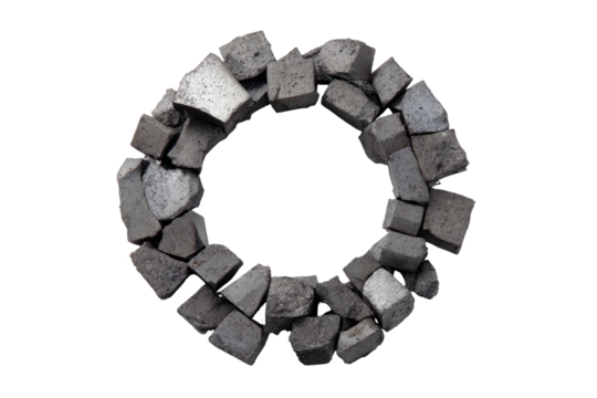 Gray, fragmented blocks arranged in a circular ring